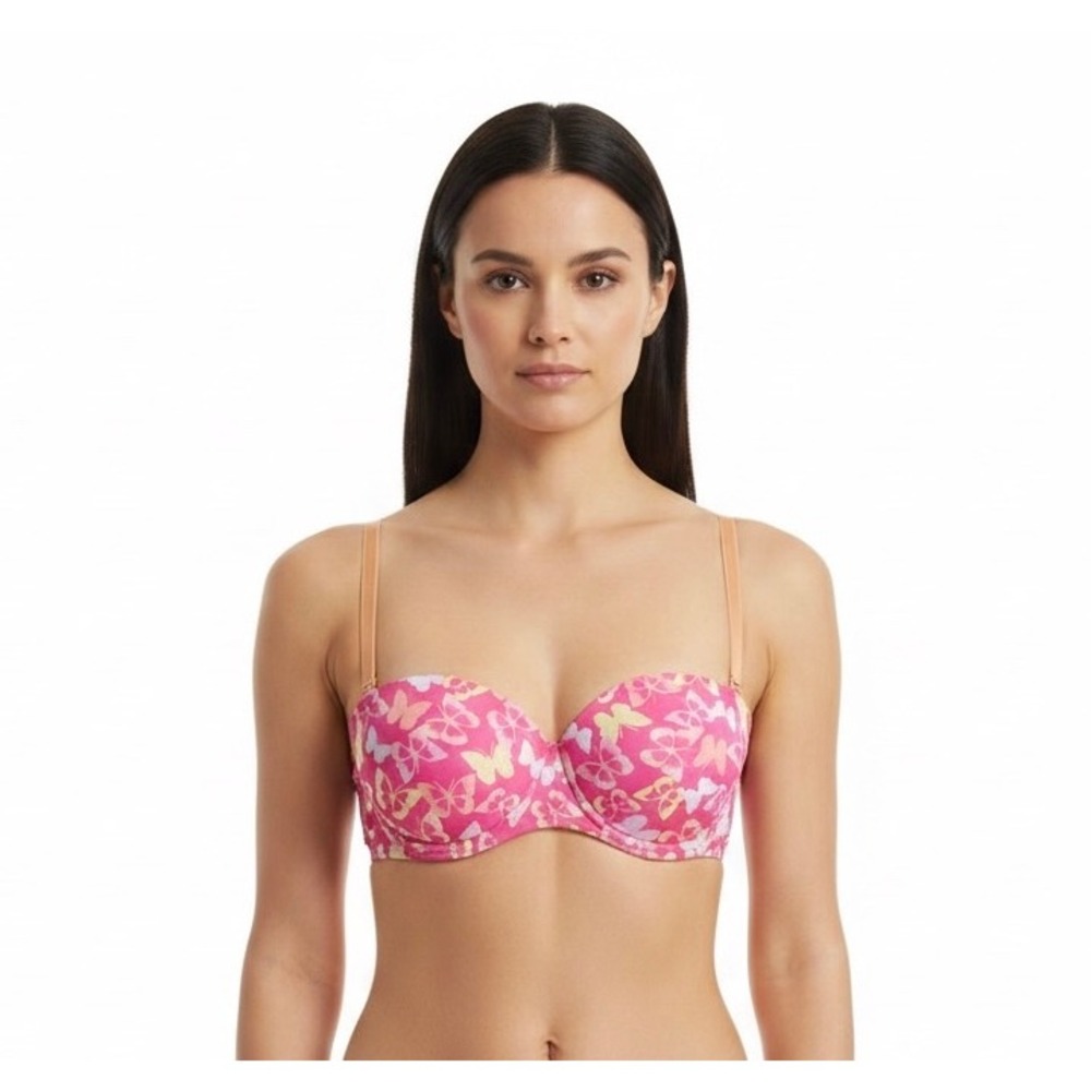 Wonderbra‎ 34C Pink Butterfly Strapless Multiway Underwire Push Up Bra W1144